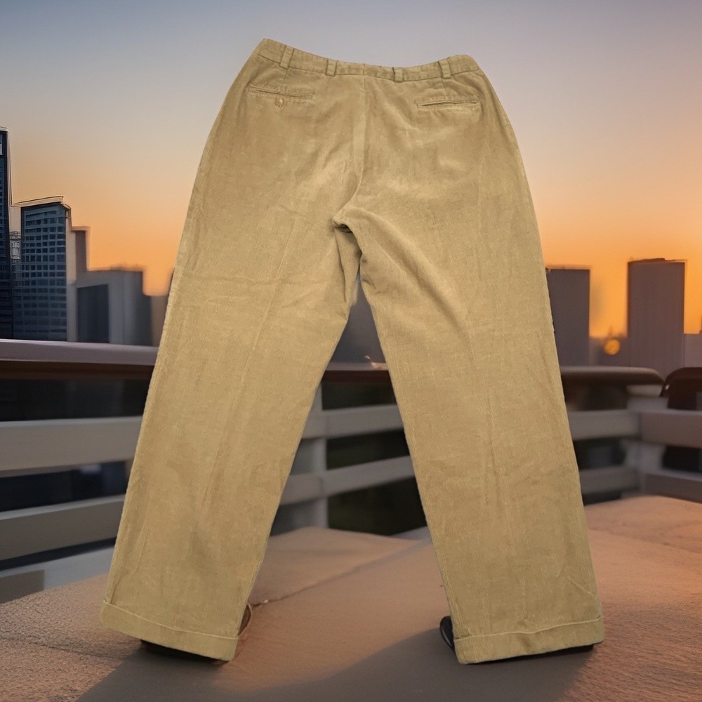Vintage 90s Bills Khakis Corduroy Pants Mens 36x31 Wide Wale Pleated USA Made - Picture 2 of 9